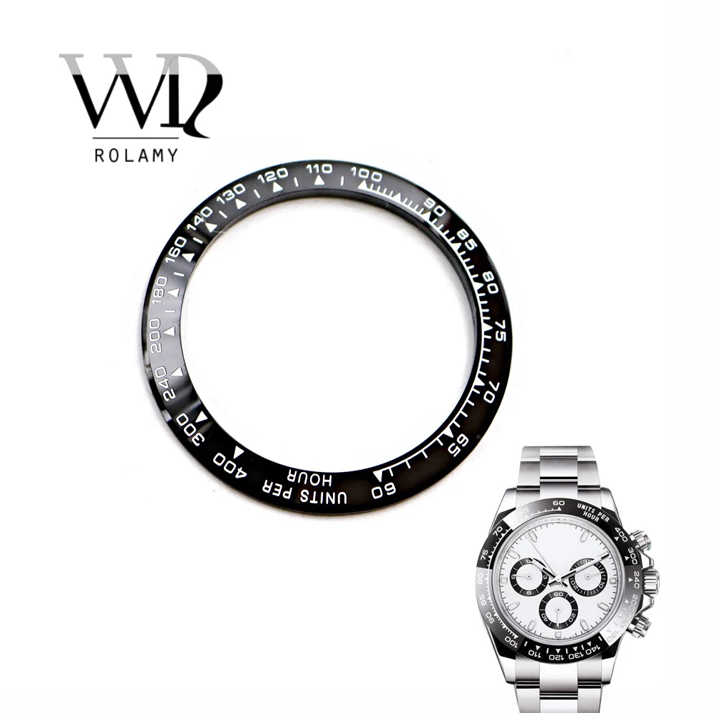 

Rolamy Wholesale High Quality Ceramic Black with White Writing 38.6mm Watch Bezel for Rolex DAYTONA 116500 - 116520
