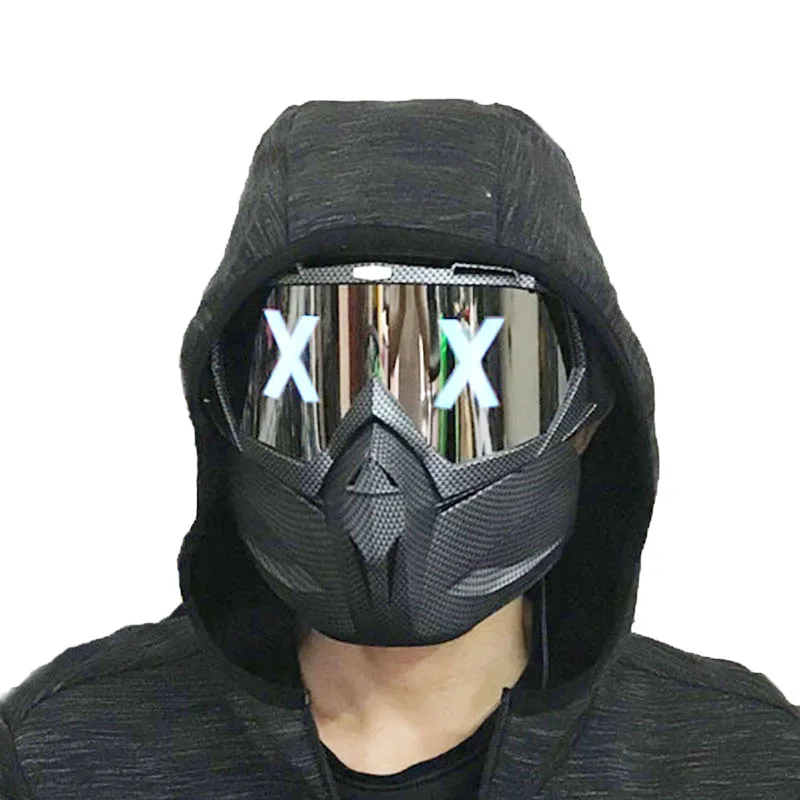 

Хэллоуин СВЕТОДИОДНЫЙ ка светодиодные огни X светящиеся глаза маски DJ Косплей светящаяся в темноте маска хакер Половина лица очки «сделай сам» Маски