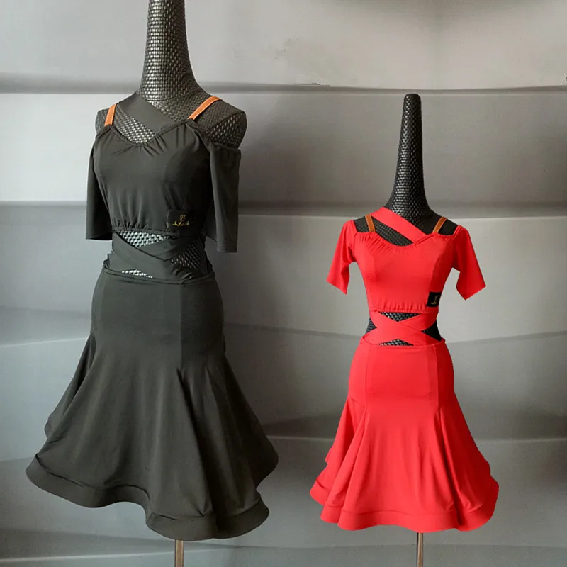 Платье для латиноамериканских танцев детское красное платье соревнований наряд