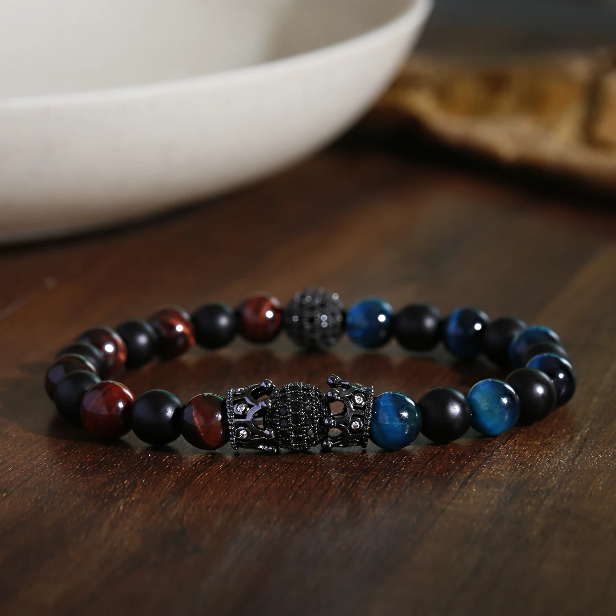 

2023 New Multi-Style Tiger's Eye Stone Crown Ball Men's Universal Bracelet Ladies Prayer Bracelet