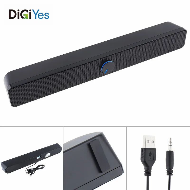 Настольная полоса Soundbar, сабвуфер спикер с 3,5 мм стерео джек и USB питание для ПК/ноутбука/мобильного телефона
