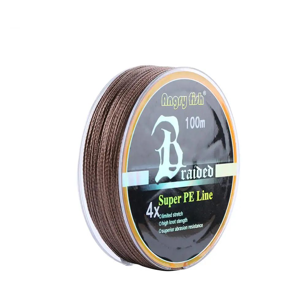 Hobbyline ANGRYFISH диоминированная PE леска 4 нити плетеная 100 м/109 ярдов супер сильная леска 10лб-80 фунтов коричневая - Цвет: Brown