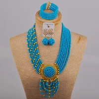 fashion necklace costume jewelry set opaque blue african beads jewelry set crystal bridal jewelry sets 22 1 10a3
