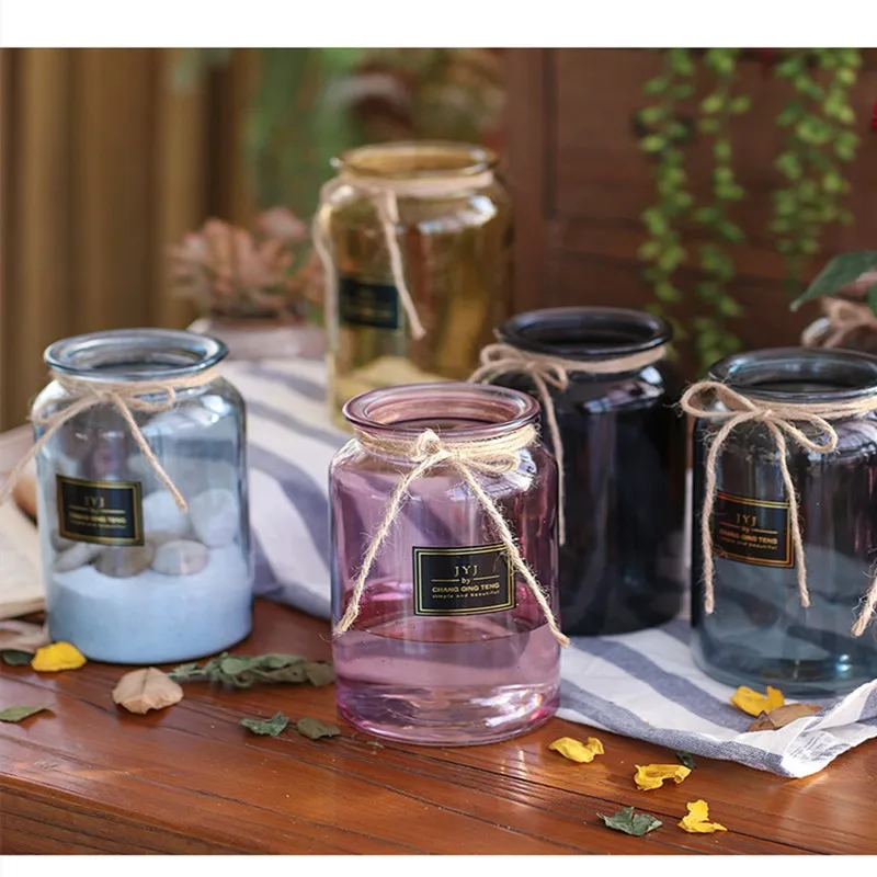 

3 PCS Big Mouth Simple Glass Vase Tabletop Hydroponics Vase Terrarium Glass Containers INS Style Dry Flower Vase Living Room