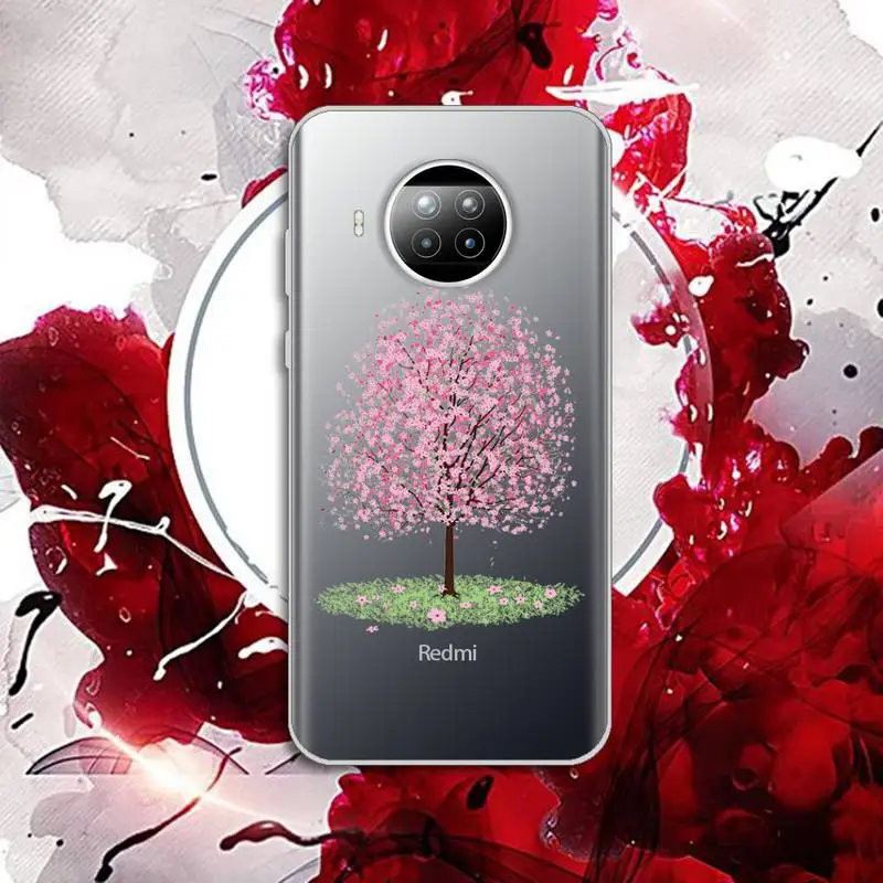 

Cherry blossoms pink flower shell Phone Case Transparent for Xiaomi Redmi note 10 t 8 9 pro lite 11