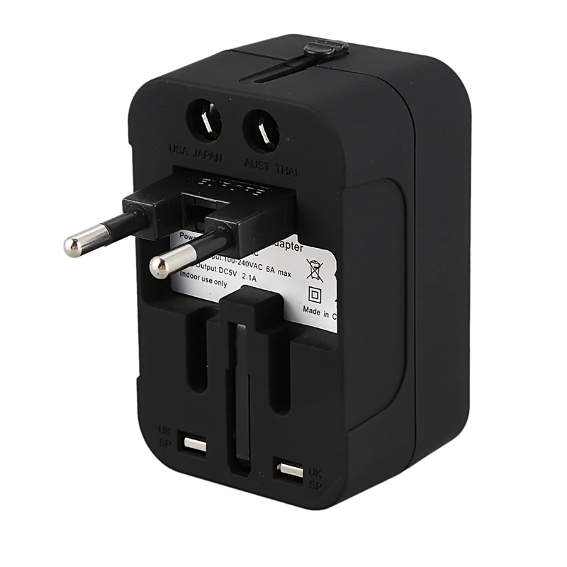 Универсальный дорожный адаптер Международный питания все-в-одном с 2.1A 2 Usb по