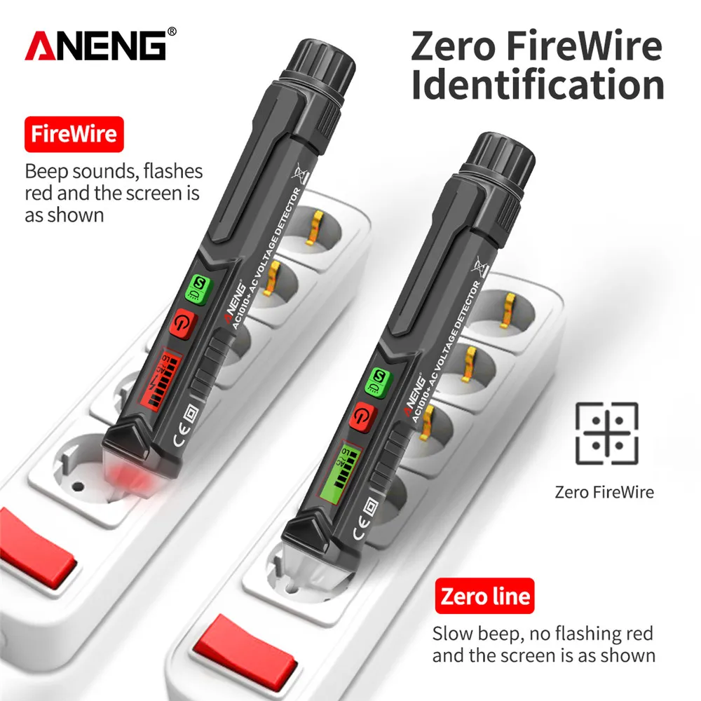 ANENG VC1010 + Digital Detector de tensión medidor inteligente no-Bolígrafo de contacto de alarma de prueba ca de Sensor Pen Tester para herramientas de electricista