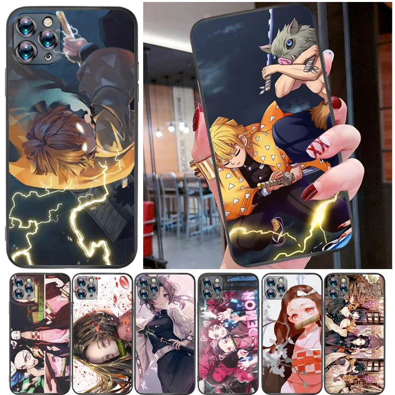 

Demon Slayer Agatsuma Zenitsu Kimetsu No Yaiba Kamado Nezuko Kamado Tanjirou Phone Case For iPhone 11 Pro MAX Carcasa