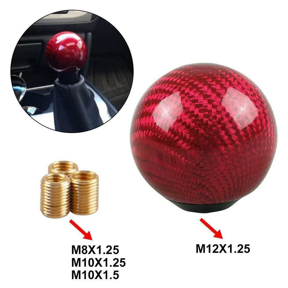 

Auto Car Gear Shift Knob Round Ball Shape Car Speed Manual Spherical Gear Shift Knob Head Carbon Fiber Universal With Adapters
