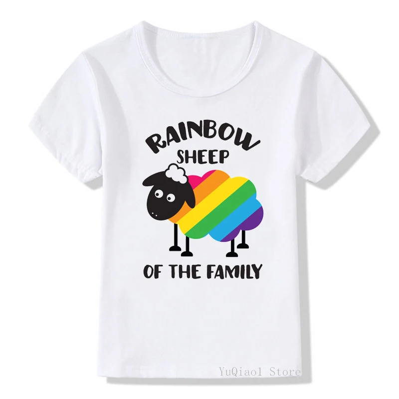 

Rainbow Sheep T shirt baby boys girls clothes loves wins Pride Lgbt kids white t-shirt Harajuku kawaii unisex child tshirt