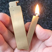 new special shaped slender handmade brass retro gasoline lighter push ejection ignition gift for men