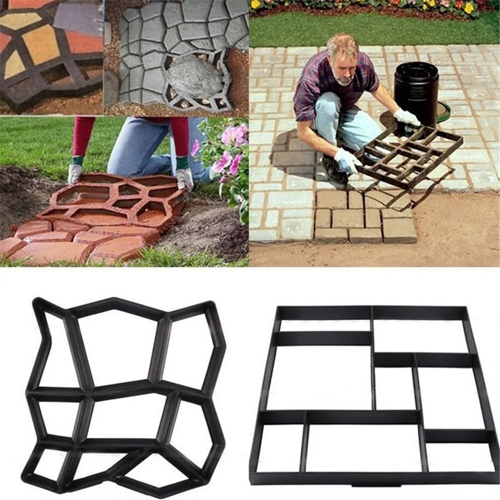Gardening 8/9 Grids Pathmate Stone Mold Paving Concrete Stepping Pavement Paver