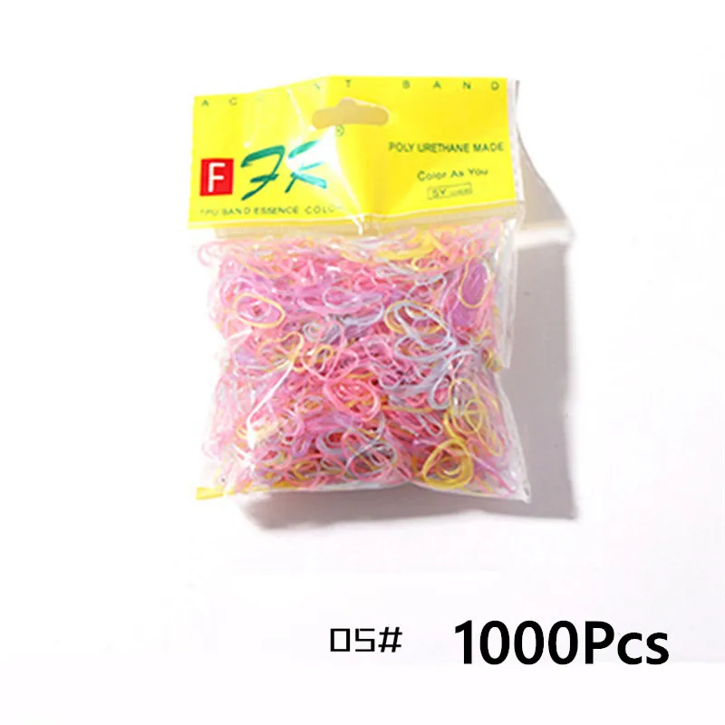 1000pcs 05 200/1000 шт милые цветные кольца для девочек, Одноразовые эластичные резинки для волос, резинка для хвоста, резинки для волос, Детские аксессуары для волос - Цвет: 1000pcs 05