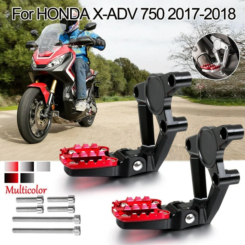 

CNC Rear Footrest Motorcycle Folding Foot Pegs Pedal Passenger for HONDA XADV X-ADV 750 2017-2018 Black+Red