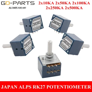 Стерео 10KA 20KA 50KA 100K 250K Япония ALPS RK27 потенциометр громкости LOG POT аттенюатор для Hifi аудио AMP DIY 6 мм круглый вал