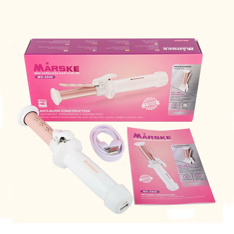 

Dropshipping Mini Cordless Ceramic Hair Curler USB Rechargeable Curling Iron Curler Styler Hot Tools Wavy Hair Styler Wand