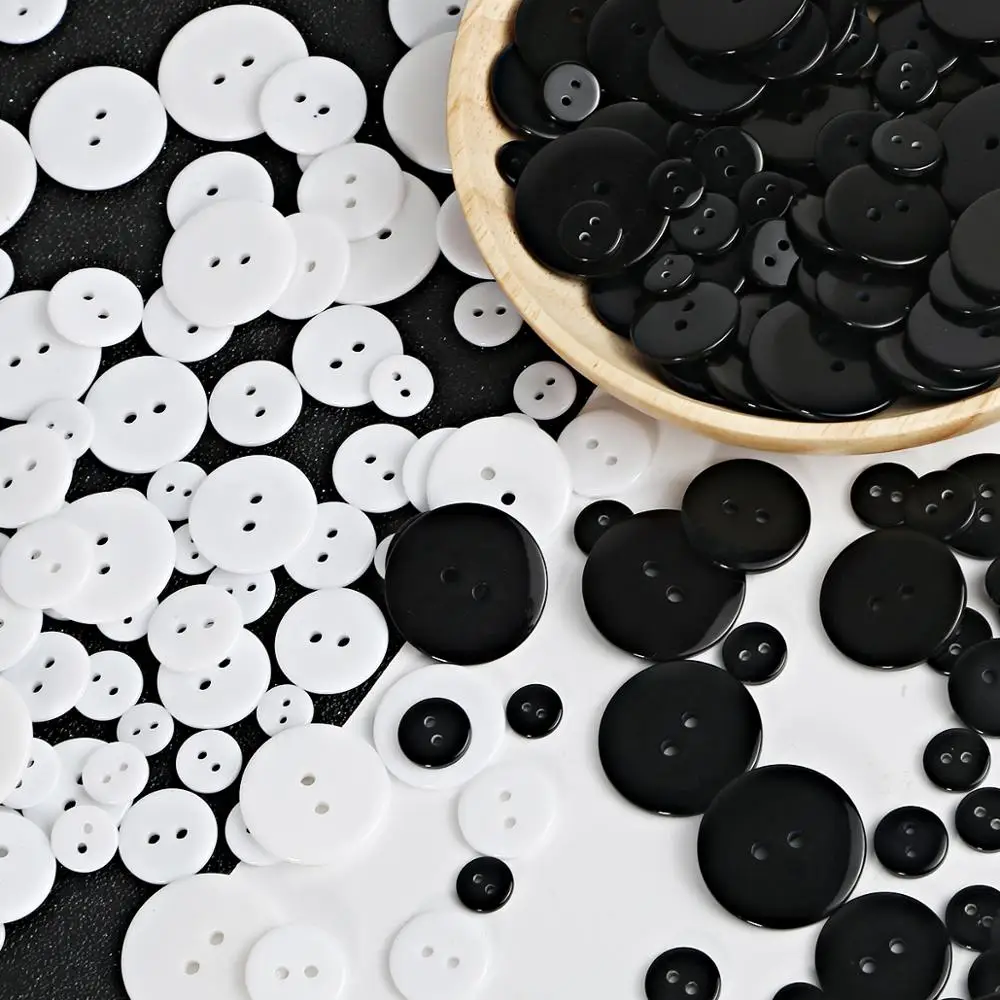 Белые и черные полимерные пуговицы для швейной одежды 30-100 шт. 9/10/15/18/20/23/25 мм | Дом