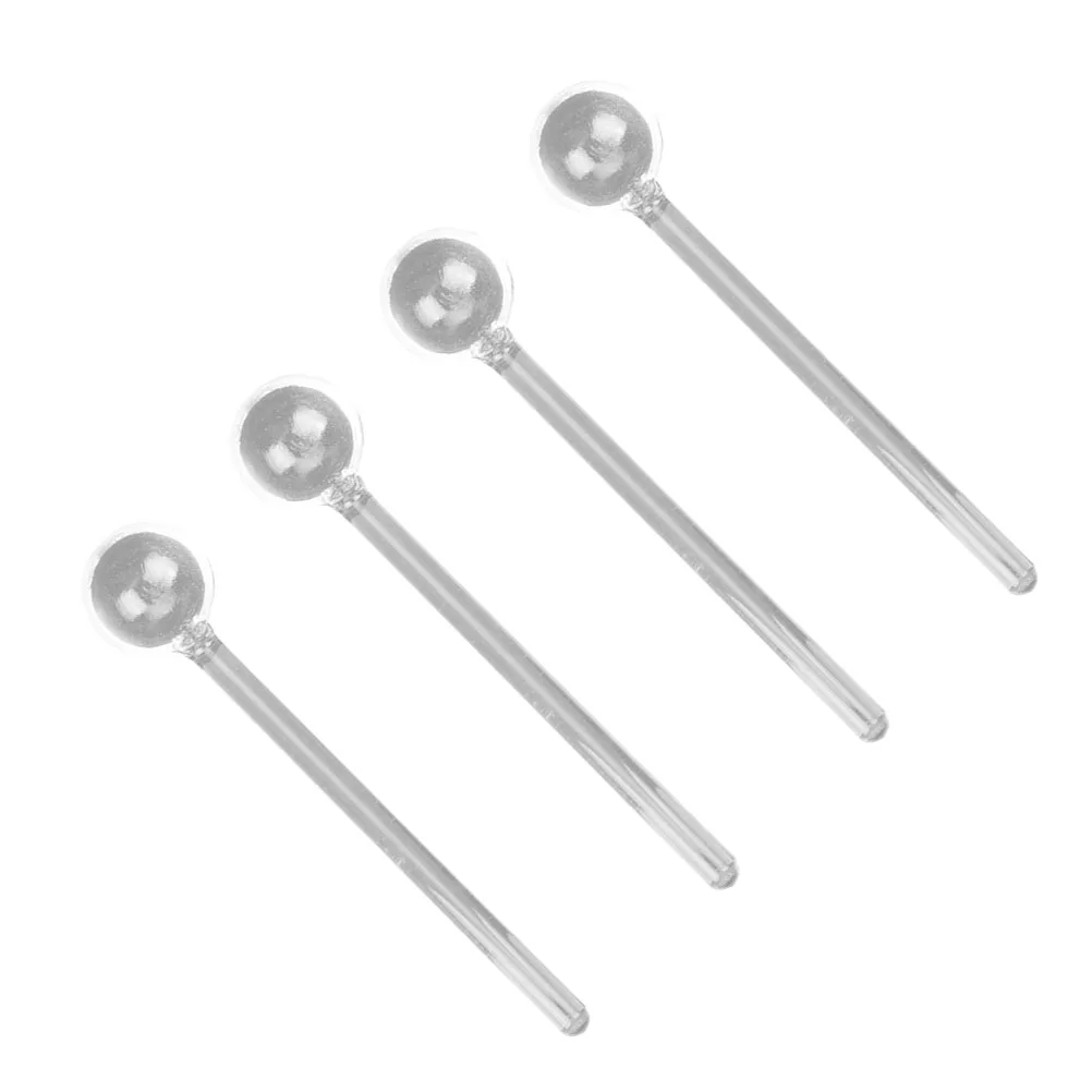 Стеклянные чайные ложки с длинной ручкой 4 шт. посуда прозрачные кофейные для