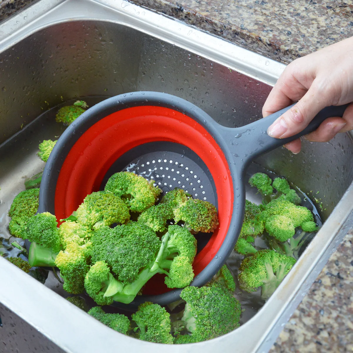 folding drain basket silicone kitchen fruit vegetable colander dish drainer washing basket strainer kitchen tool storage gadgets free global shipping