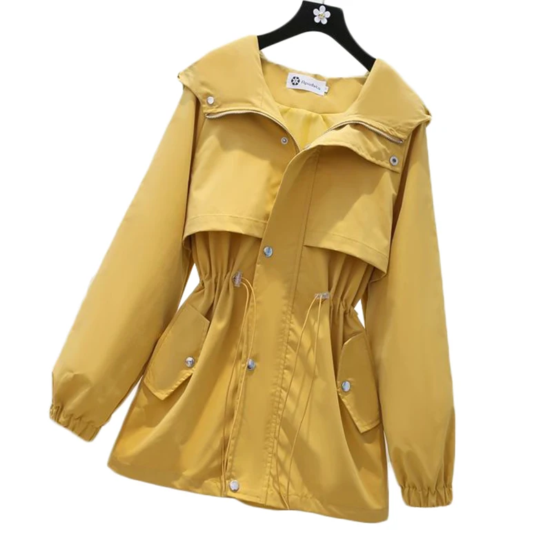 

New Spring Autumn Windbreaker Women's Long Hooded Parka Overcoat Korean Loose Tooling Outerwear Female Casual Trench Coat Trend