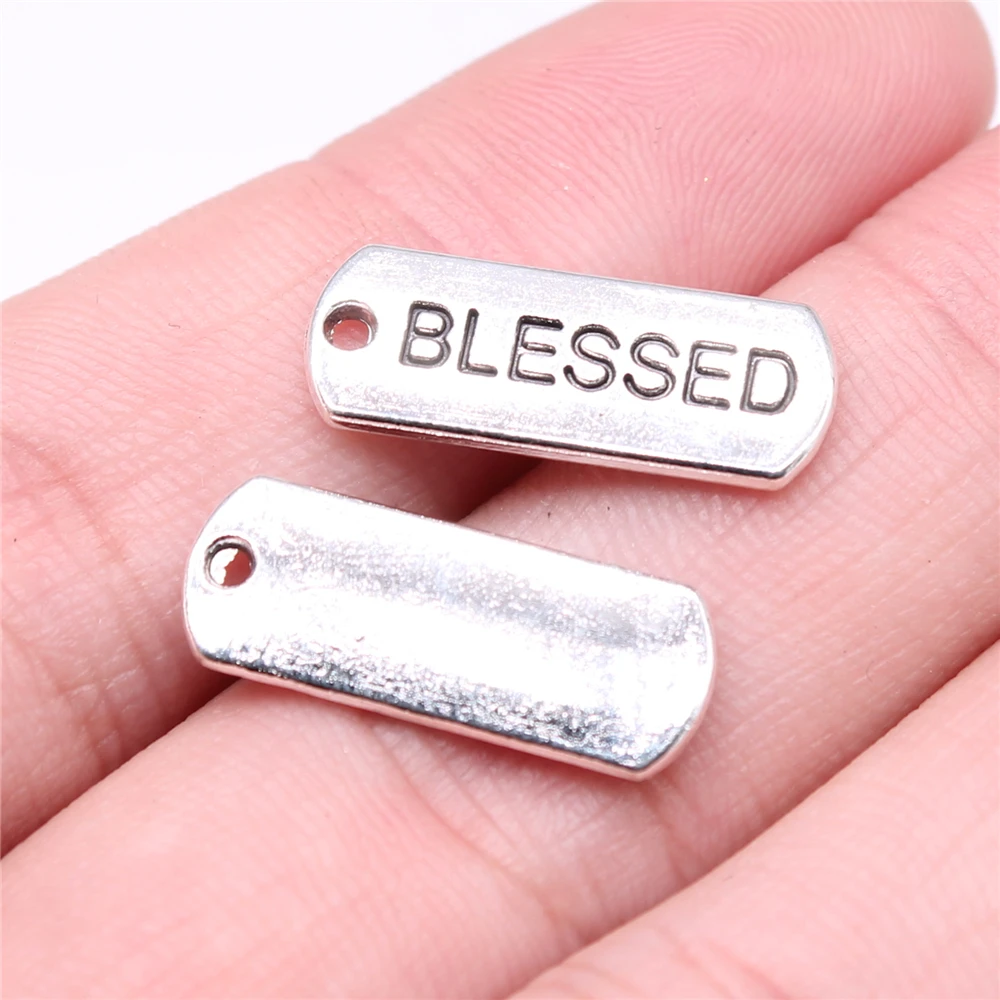 

WYSIWYG 10 шт., 21x8 мм, подвеска, бирка, благословение, бирка, Очаровательные Подвески для изготовления ювелирных изделий, 2 цвета, благословные бир...