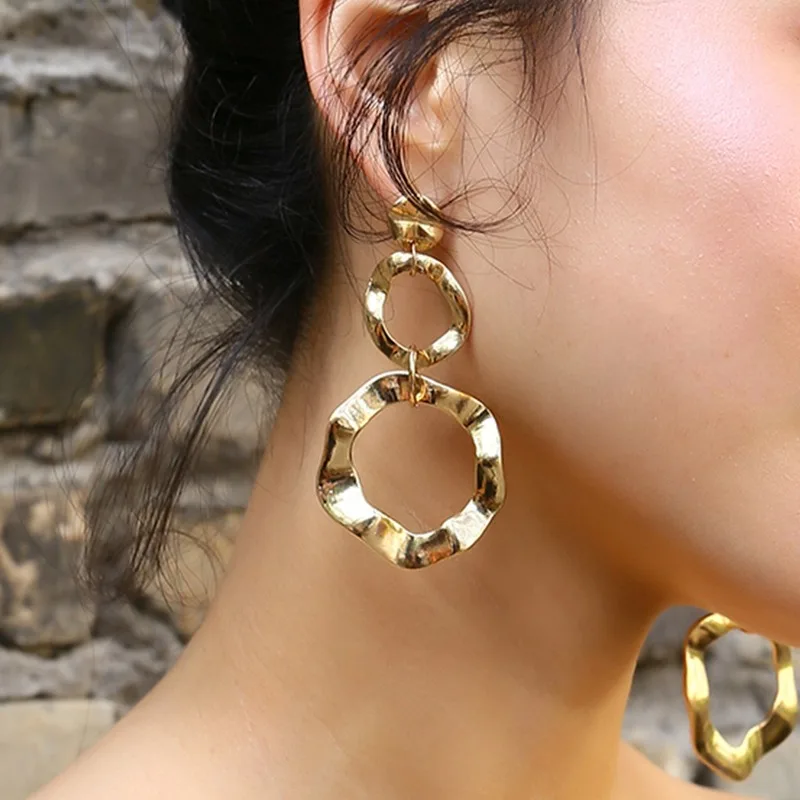 

Abayabay Ear Stud Earring Women Simple Cute Hoop Drop Earrings Girls Yellow Gold Color Lovers Trendy Jewelry Kolczyki Pendientes