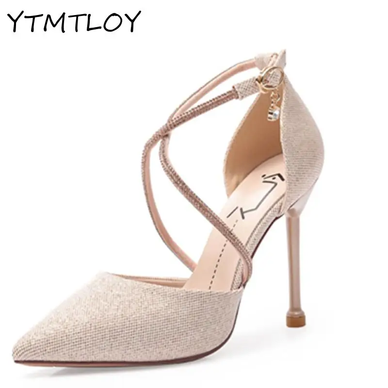 High Heels Female Stiletto High-heeled Temperament Goddess Spring 2021 New Evening Dress Shallow Mouth Strap Sexy Single Shoes | Обувь