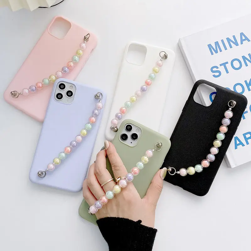

Rainbow color bracelet Chain Phone Case for iphone 11 12 Pro Max mini X XS Max XR 7 8 Plus SE 2020 Candy color Soft TPU Cover