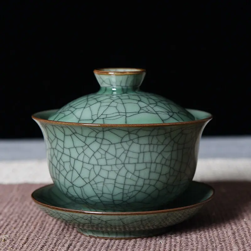 Китайский чайный набор Longquan Celadon Gaiwan кунг-фу GE DI чаша с покрытием из печи 200 мл |