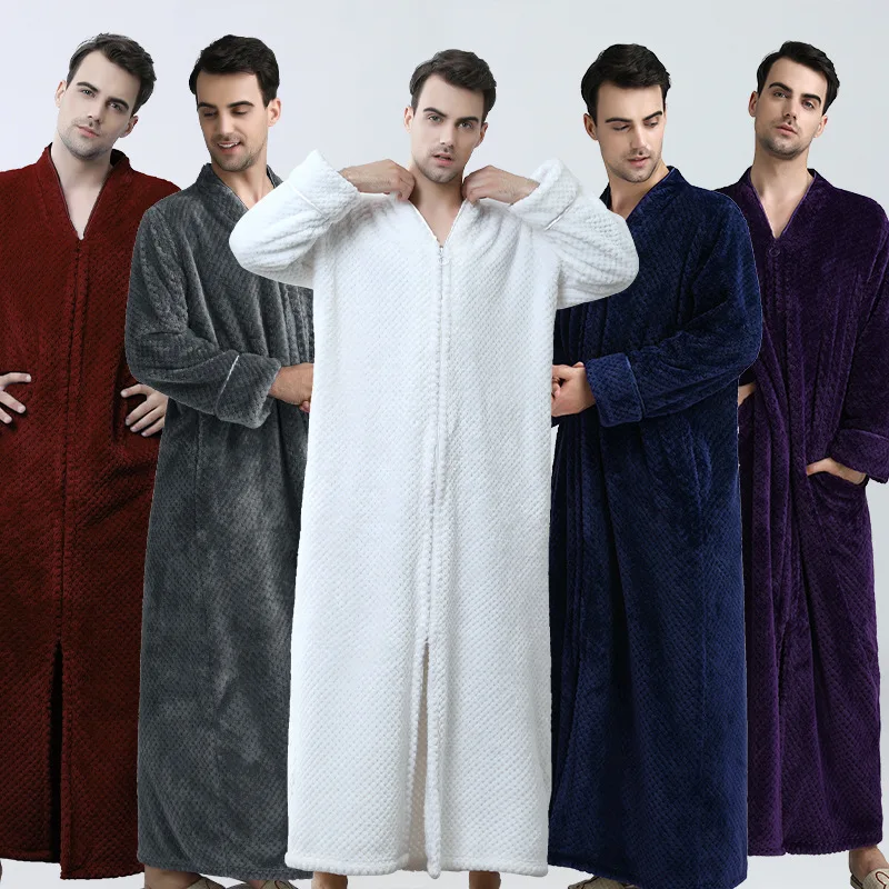 BALDAUREN Autumn And Winter Men's Pajamas, Comfortable And Thick Double-Layer Zipper Bathrobes, Pajamas, Female Bathrobes