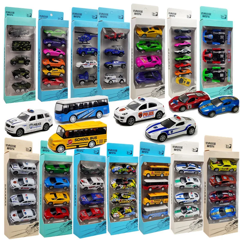 

4 Pcs/set Children's Alloy Car Model 1/50 Diecast Male Children's Metal Action Model Car Baby Shatter-resistant Toy Car Gift Set