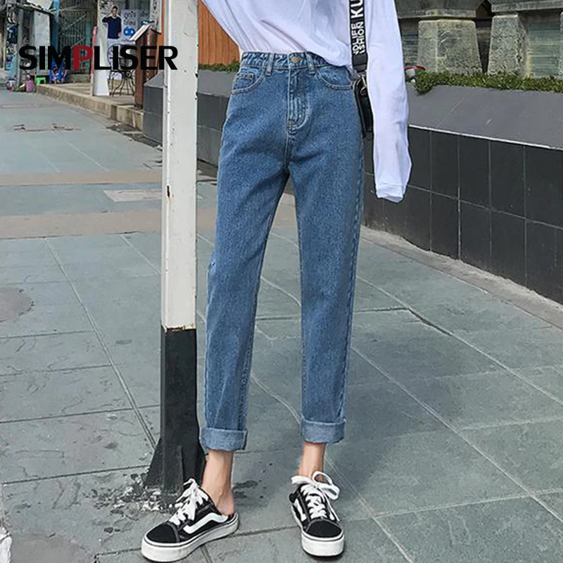 

Vintage Denim Jeans Women Trousers Plus Size Femme Pantalon Mom Jeans Pants Plus size Harem Pants 2020 Black Blue High Waisted