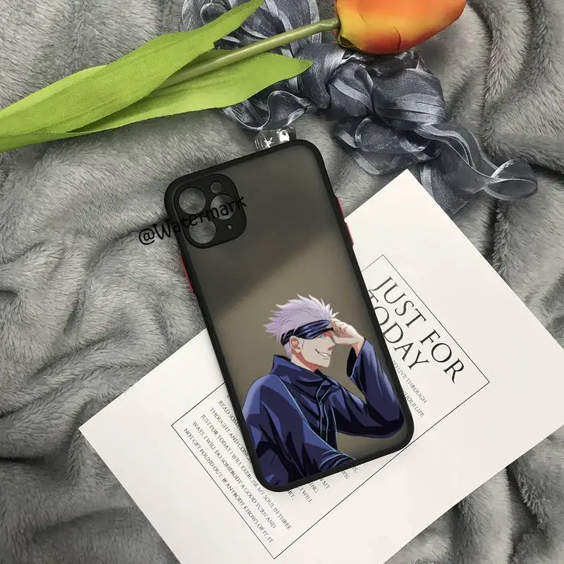 Чехол для телефона с аниме juютсу Kaisen Gojo Satoru IPhone 13 12 11 Pro Max Xs Xr X 7 8 Plus черный матовый