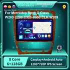 1280*720P IPS Android 10,0 GPS автомобильное радио для Mercedes Benz C Class W203 C200 C320 C350 CLK W209 2002-2005 DSP Carplay 6G 128G 9