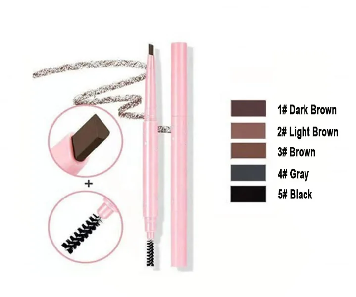 Custom Logo Natural Makeup Double Head Super Fine Eyebrow Pencil Waterproof Lasting Eyes Black Brown Make Rotatable Up Pen