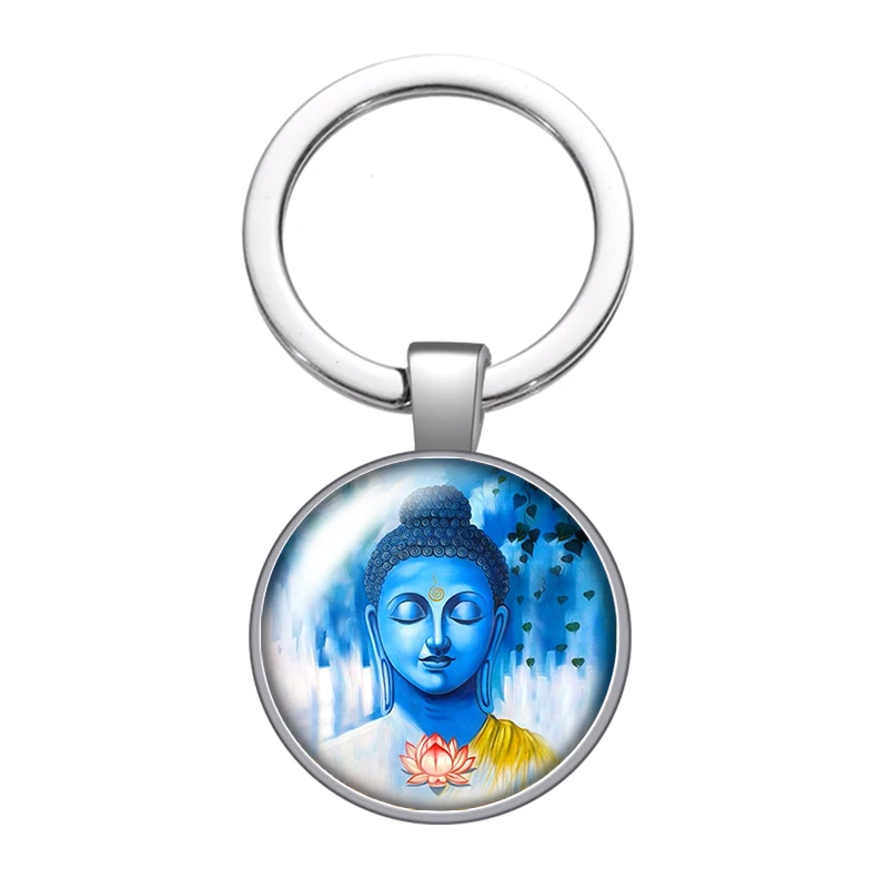 Будда статуя буддизма Йога стеклянный кабошон брелок сумка автомобильный кольцо