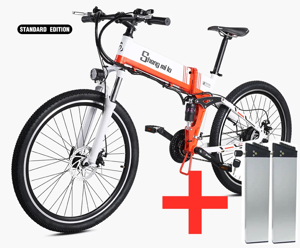 Dual battery Orange Электрический велосипед 21 скорость 10ah 48 В, 500 Вт встроенный литиевый аккумулятор, ebike электрический велосипед 2" Электрический внедорожный колпачок бустер bicy - Цвет: Dual battery Orange