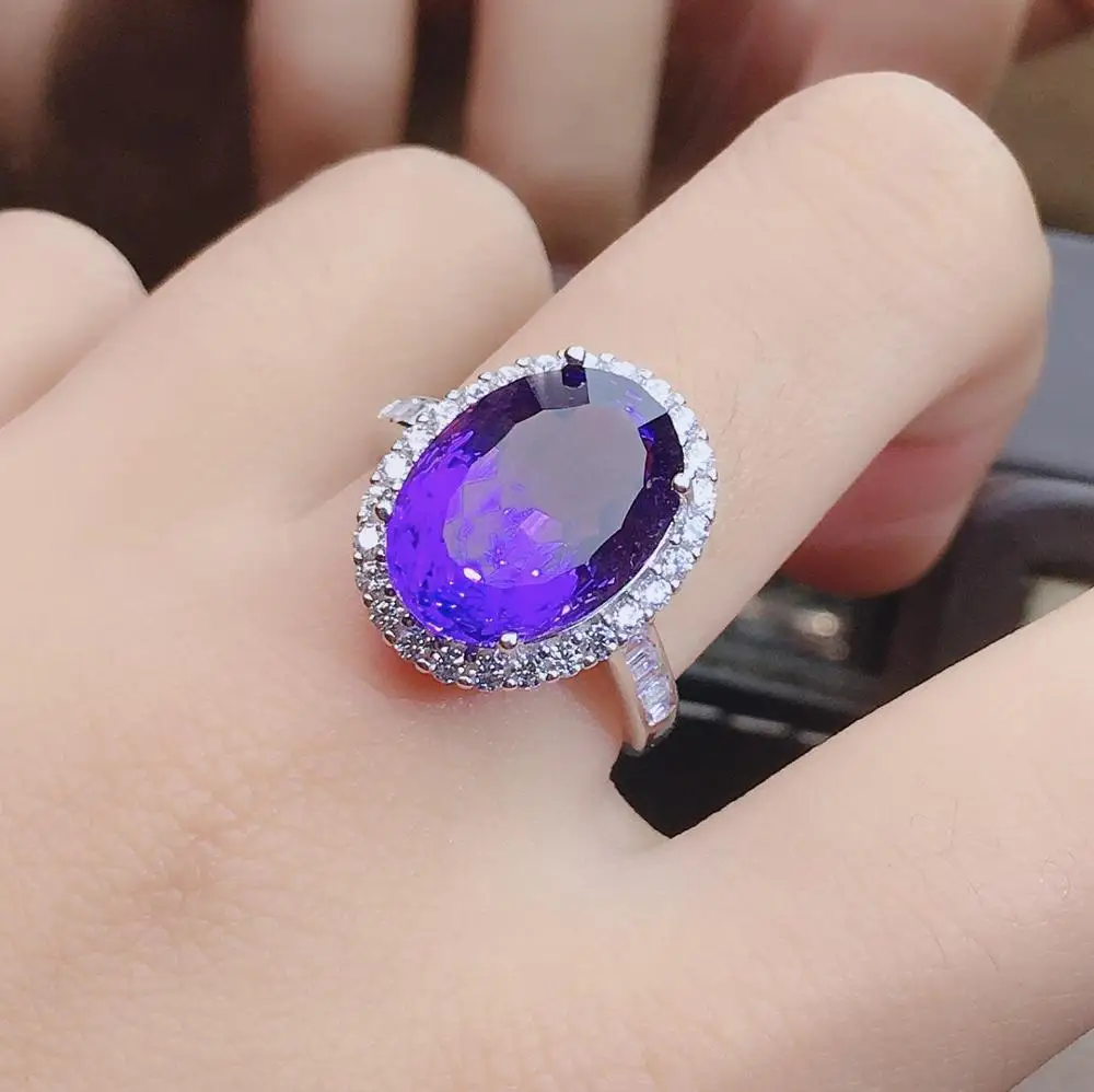 

shilovem 925 sterling silver piezoelectric amethyst Rings fine plant Jewelry women trendy open classic gift jcj1014888agz