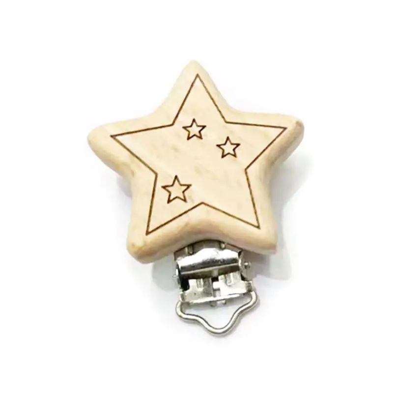 

Pacifier Clip Natural Wood Clips Nipple Saliva Towel Holder Soother Animal Cartoon Dummy DIY Bandana Clamp Dropship