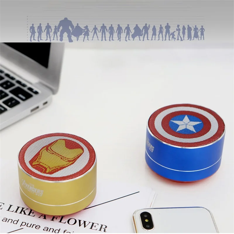 Marvel Iron Man Captain America Wireless Bluetooth Speaker 201 Car Subwoofer Plug-in Card Computer Portable Audio Mini Stereo |