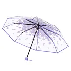 Женские зонты 3 сложения Солнце Дождь прозрачные зонты с цветами вишни дождевые инструменты женские прозрачные зонты с цветами для женщин #695