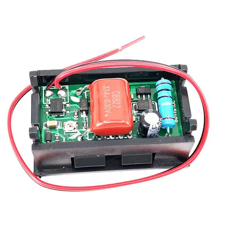 Цифровой вольтметр измеритель напряжения с 2-мя проводами красный зеленый синий