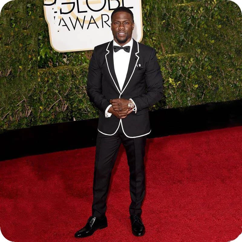 

YiMinpwp Black Men Suits Notched Lapel Prom Suits Big and Tall Men Tuxedos Groom Wedding Suits 2 Piece Coat+Pant