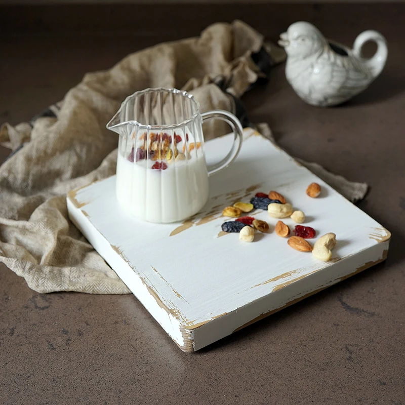 

Vintage Wooden Board White Peeling Style Storage Tray Retro Photography Props Europe Style Home Decor Bread/Desserts Plate