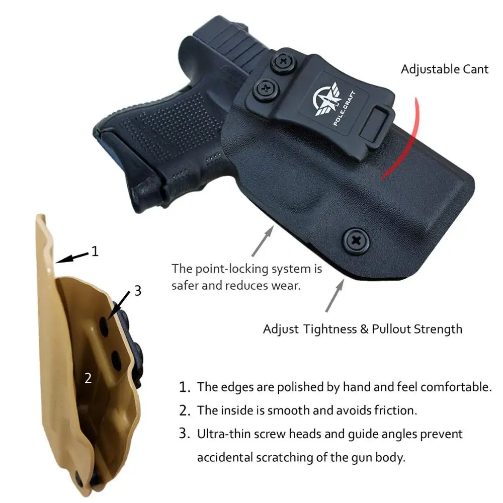 PoLe.Craft KYDEX кобура IWB Glock 26 27 33 пояс для переноски Скрытая чехол пистолета |