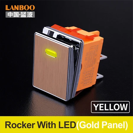 Yellow(Gold Panel) LANBOO 16A250VAC DPDT Высококачественная алюминиевая панель Водонепроницаемый кулисный переключатель - Цвет: Yellow(Gold Panel)