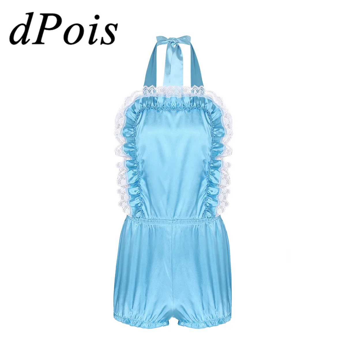 Мужской Атласный кружевной комбинезон ночная рубашка для взрослых и детей