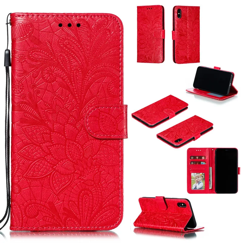 Кожаные чехлы книжки с кружевными цветами для Huawei P40 Pro P30 P20 P10 P9 P8 Lite 2017 P Smart 2019 Honor 8X