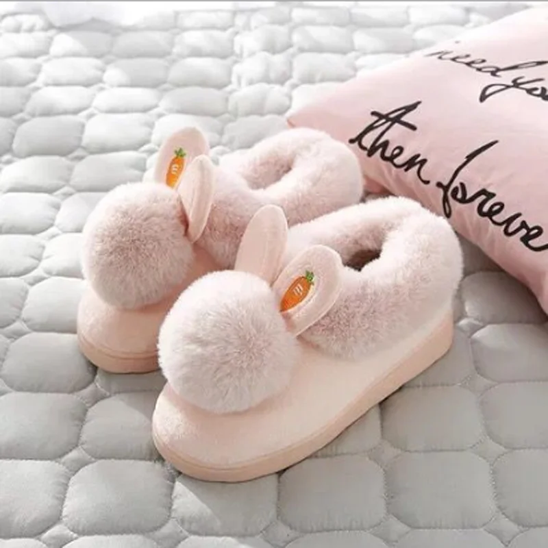 Красивые плюшевые тапочки с бантом домашние домашняя обувь милыми кроличьими