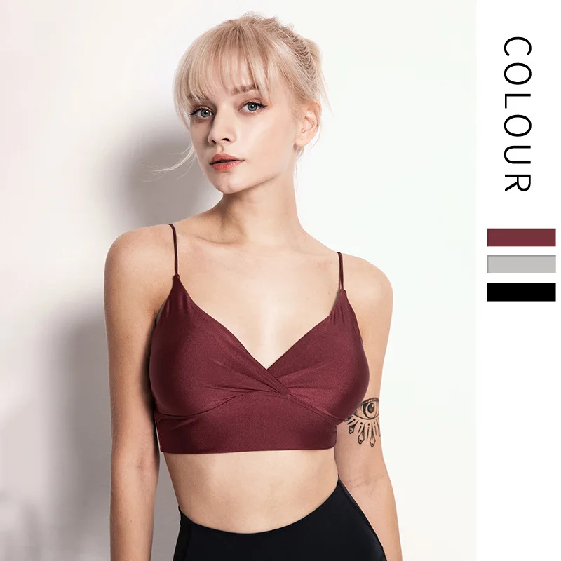 Новинка женский сексуальный ударопрочный Бюстгалтер для йоги и бега с глубоким v